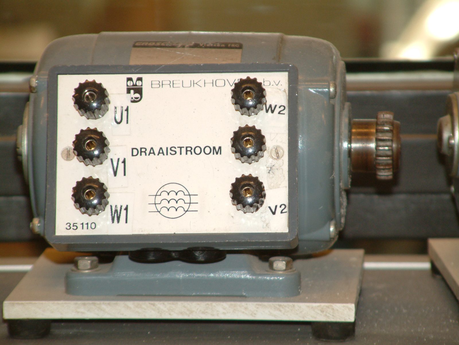 Three-phase electric motor of the type used to drive commercial and industrial water pumps